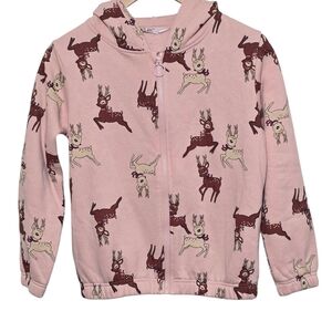 Kids Pink Deer Print Hoodie